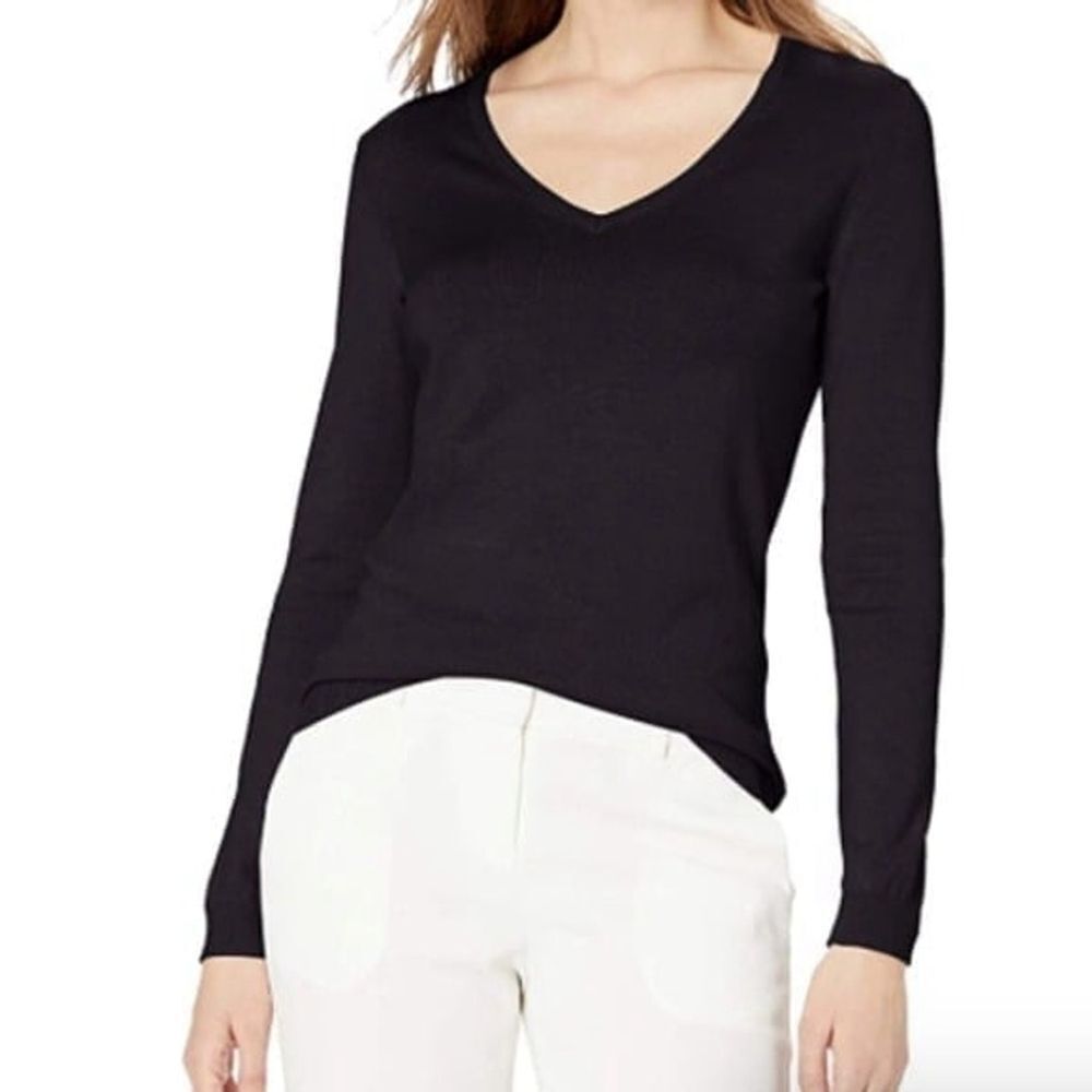 New Lark & Ro V Neck Pima Sweater XS - Picture 2 of 4